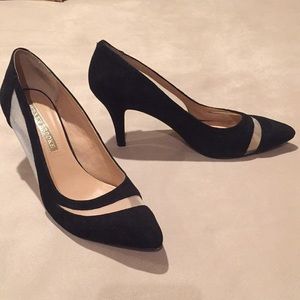 Black suede and mesh "Marilyn" pumps